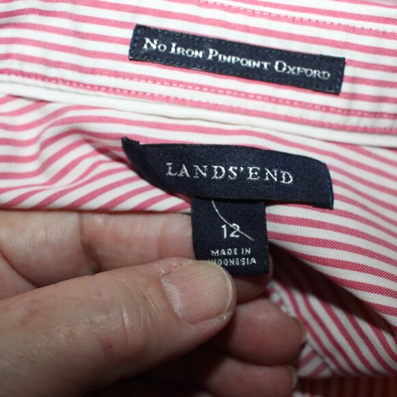 Lands End No Iron Pinpoint Oxford Size 12 - Picture 8 of 10